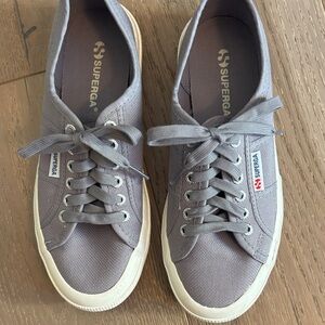 Superga Taupe Canvas Lace-Up Sneakers
